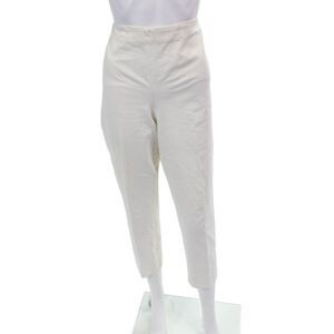 Gunex Womens Cotton Tapered Leg Zipped Cropped Dress Pants White Size 10
